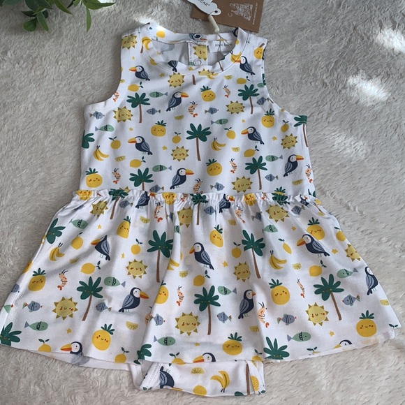 NWT Angel Dear Petite Tropicale Fruit Bodysuit Dress 12-18M Bamboo - Picture 3 of 10